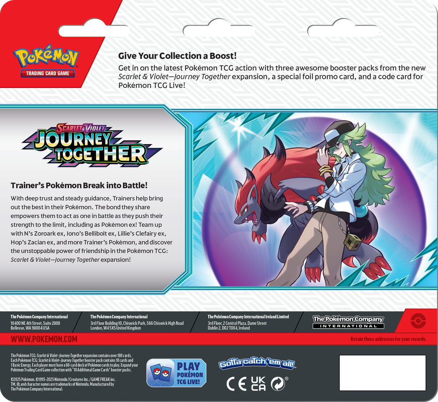 Pokémon Scarlet &amp; Violet Journey Together 3-Pack Blister (Scrafty) | SV09