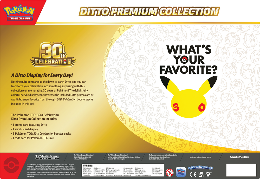 Pokémon 30th Celebration Ditto Premium Collection Box | ME5.5 BACK