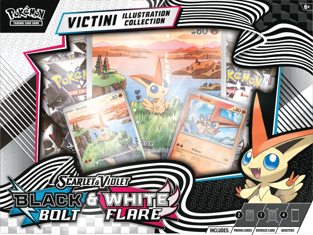 Pokemon TCG: Scarlet & Violet Black Bolt & White Flare SV10.5 Unova Victini Illustration Collection Box (PRE-ORDER)
