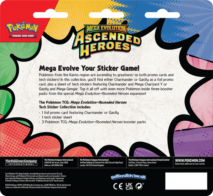 Pokémon Mega Evolution Ascended Heroes Tech Sticker Collection (Gastly) | ME2.5 - back