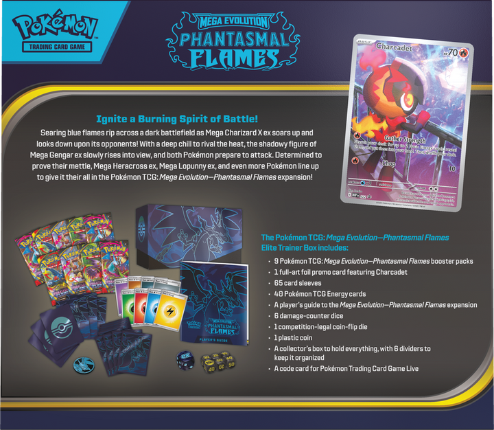 Pokémon Mega Evolution Phantasmal Flames Elite Trainer Box (ETB) | ME02 - back