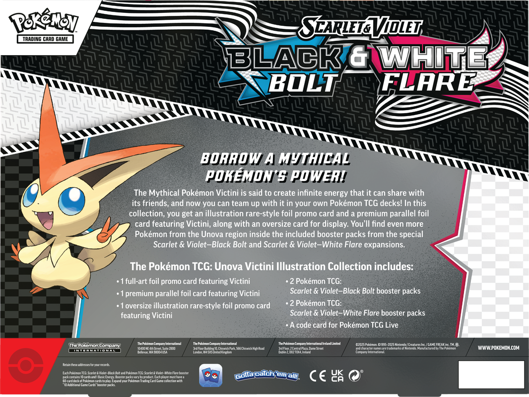 Pokémon Scarlet &amp; Violet Black Bolt &amp; White Flare Unova Illustration Collection Box Victini | SV10.5 - back