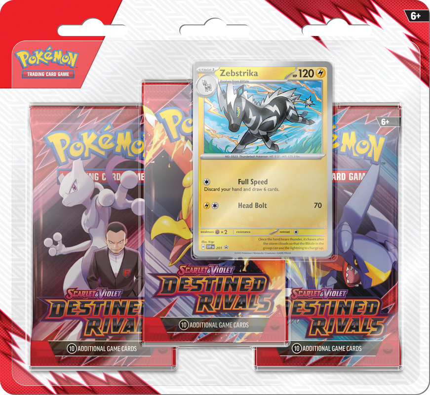 Pokémon Scarlet &amp; Violet Destined Rivals 3-Pack Blister (Zebstrika) | SV10