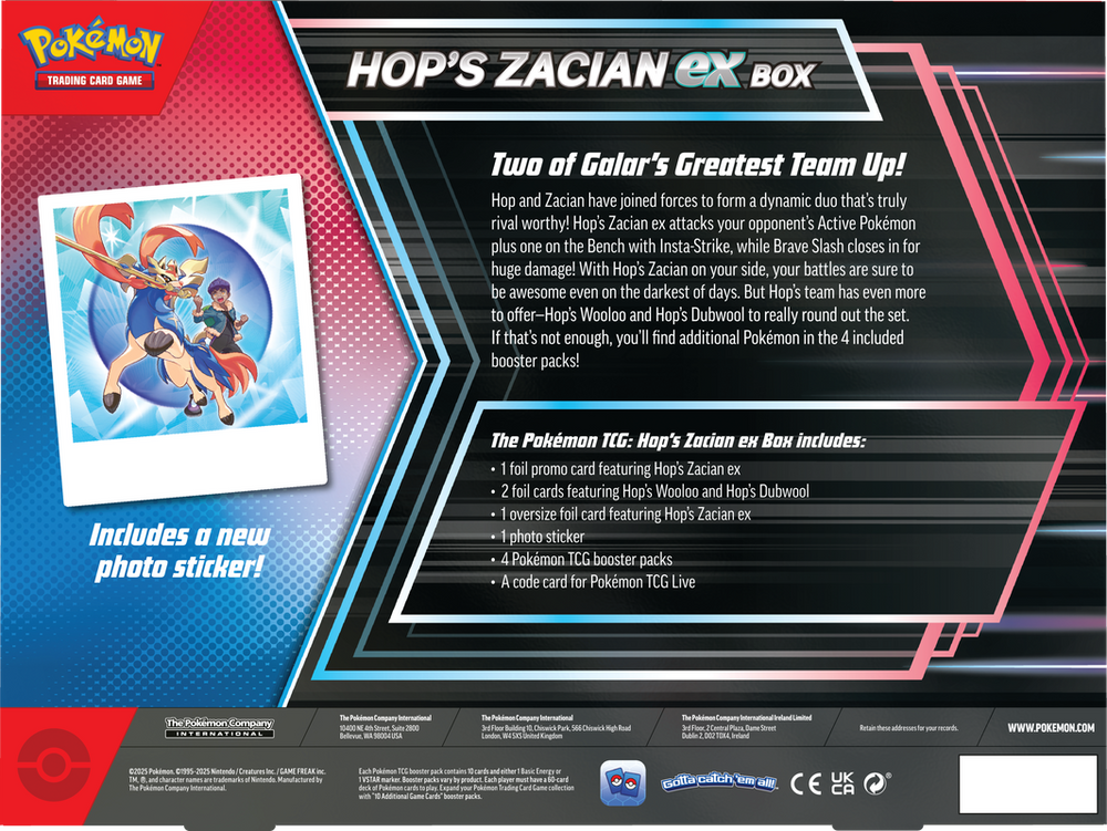 Pokémon Scarlet & Violet Hop's Zacian Ex Box - back