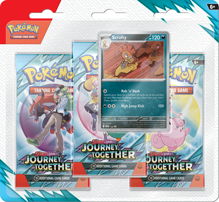 Pokémon Scarlet &amp; Violet Journey Together 3-Pack Blister (Scrafty) | SV09