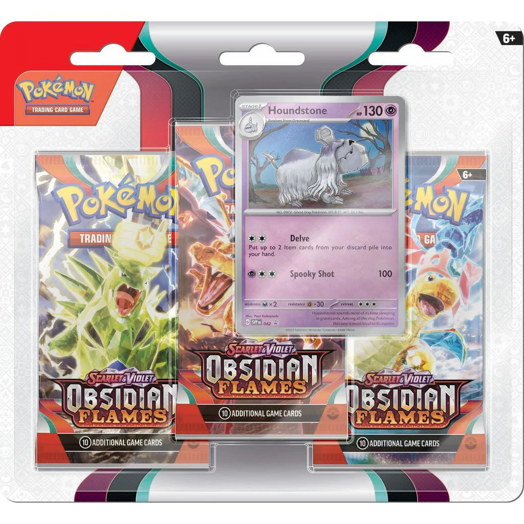 Pokémon Scarlet &amp; Violet Obsidian Flames 3-Pack Blister (Houndstone) | SV03