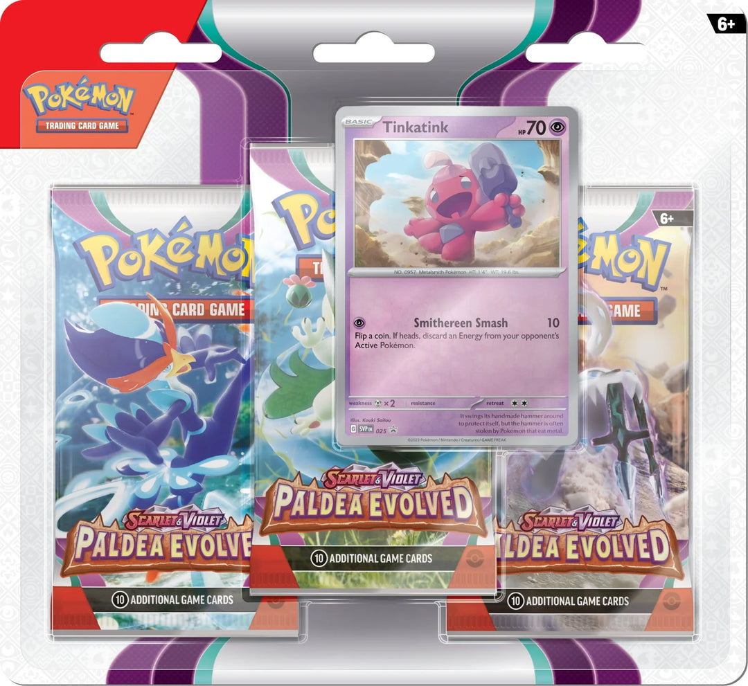 Pokémon Scarlet &amp; Violet Paldea Evolved 3-Pack Blister (Tinkatink) | SV02