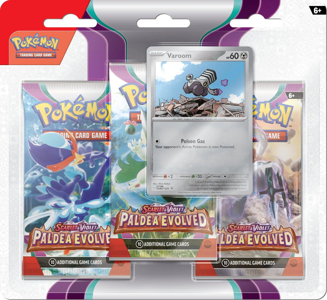 Pokémon Scarlet &amp; Violet Paldea Evolved 3-Pack Blister (Varoom) | SV02
