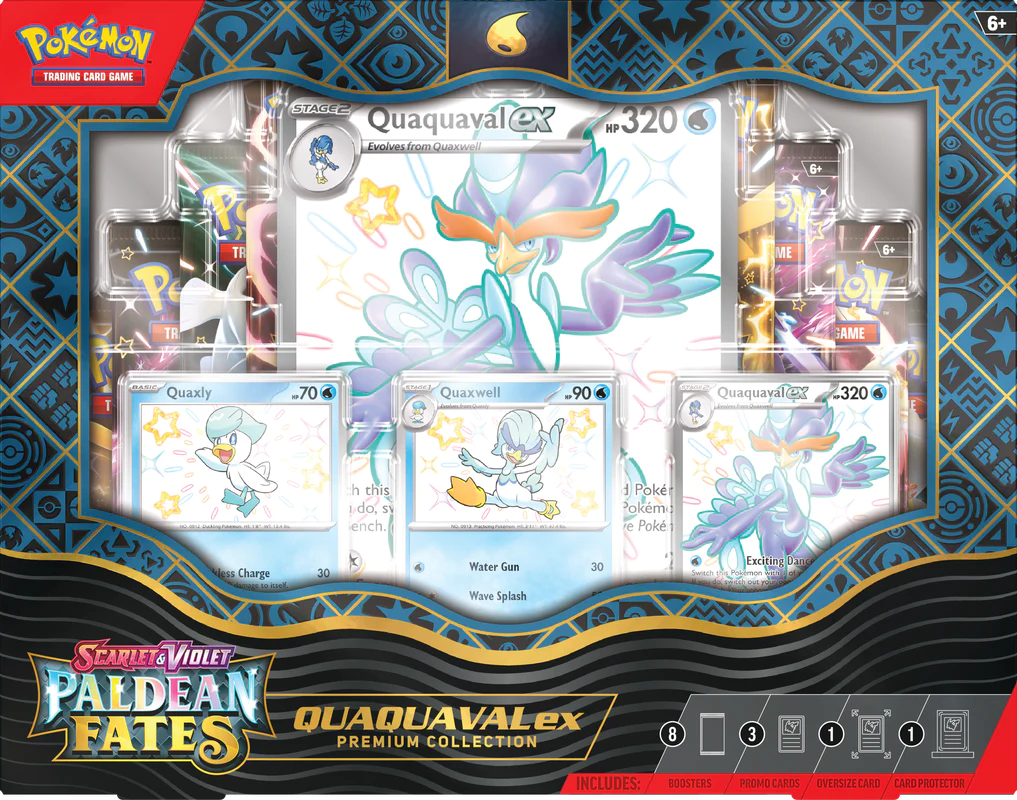 Pokémon Scarlet &amp; Violet Paldean Fates Premium Collection Box (Quaquaval Ex) | SV4.5