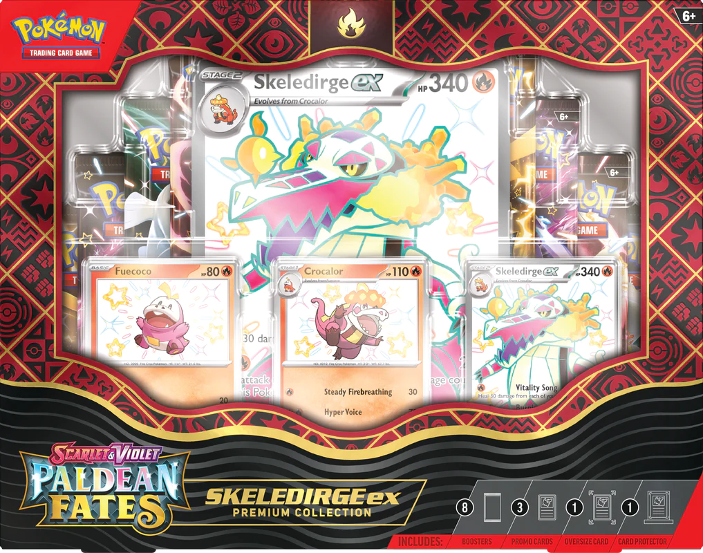 Pokémon Scarlet &amp; Violet Paldean Fates Premium Collection Box (Skeledrige Ex) | SV4.5