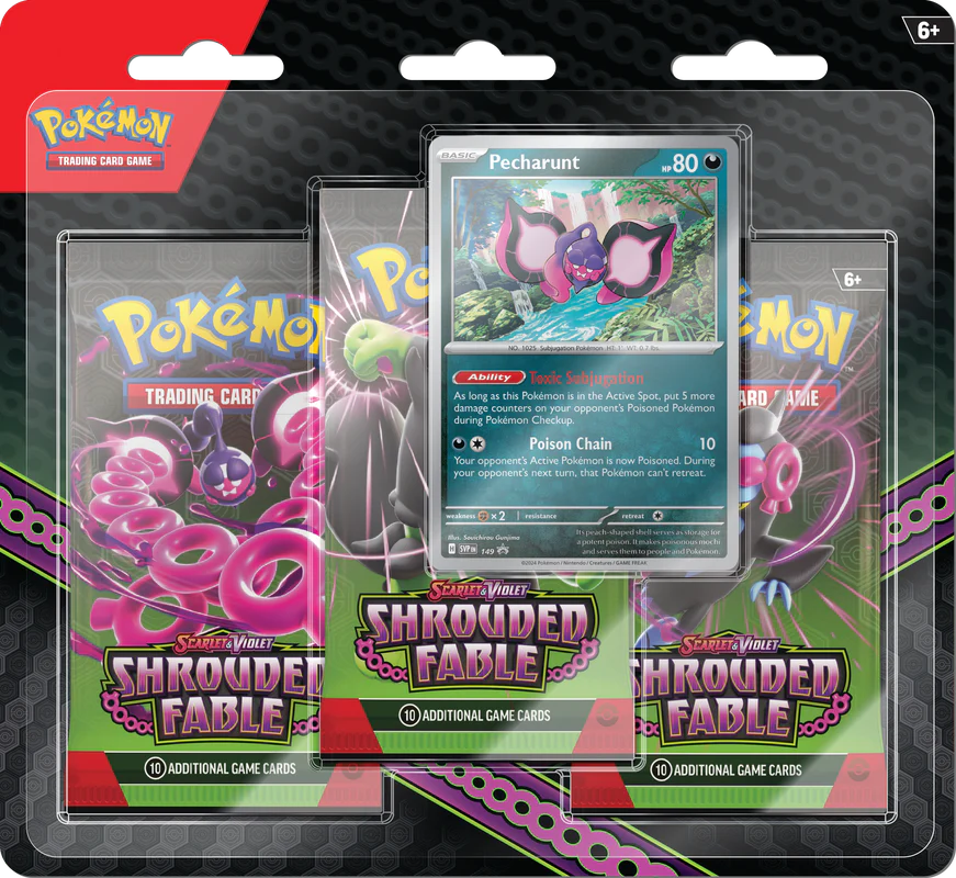 Pokémon Scarlet &amp; Violet Shrouded Fable 3-Pack Blister (Pecharunt) | SV6.5