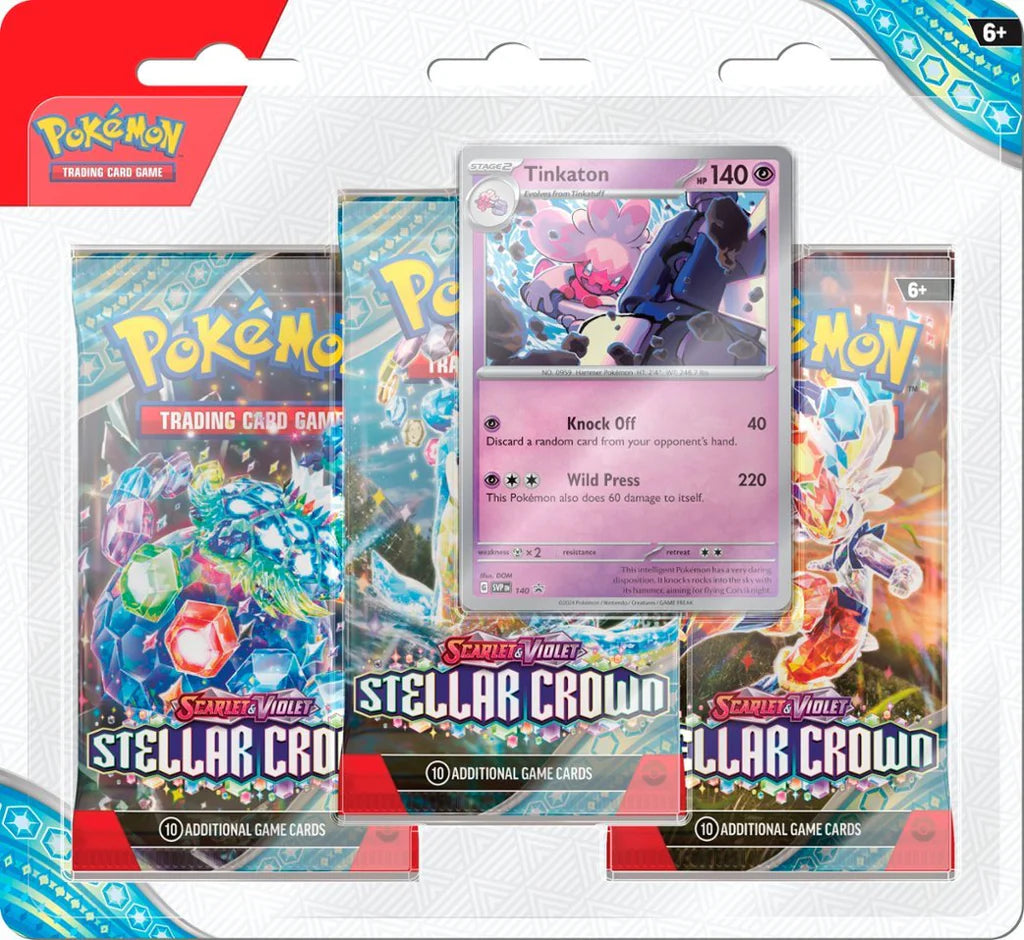 Pokémon Scarlet &amp; Violet Stellar Crown 3-Pack Blister (Tinkaton) | SV07