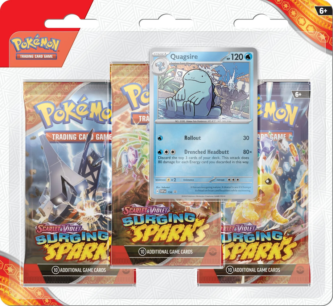 Pokémon Scarlet &amp; Violet Surging Sparks 3-Pack Blister (Quagsire) | SV08