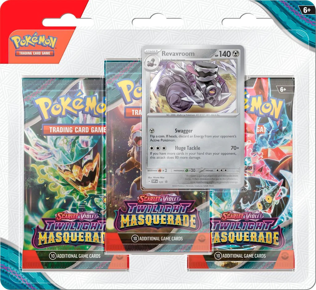 Pokémon Scarlet &amp; Violet Twilight Masquerade 3-Pack Blister (Revaroom) | SV06