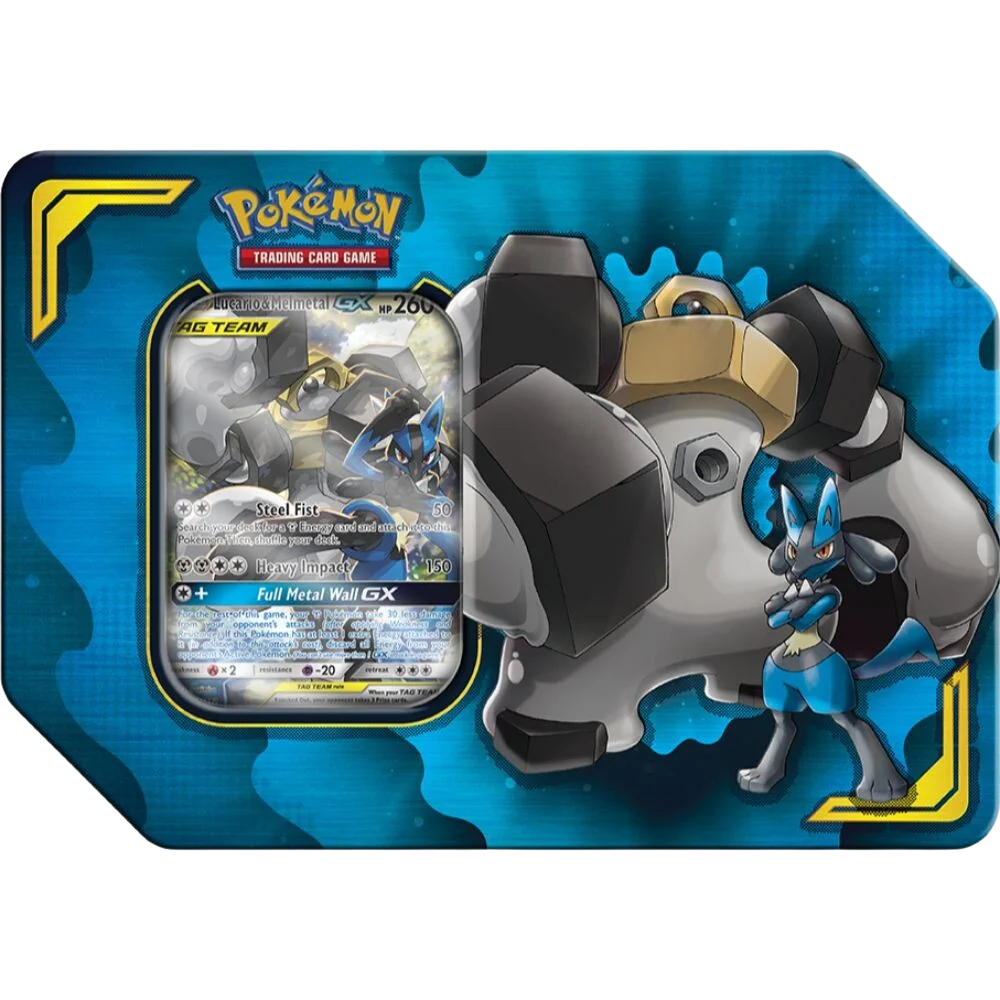 Pokémon Sun &amp; Moon Lucario &amp; Melmetal GX Power Partnership Tin