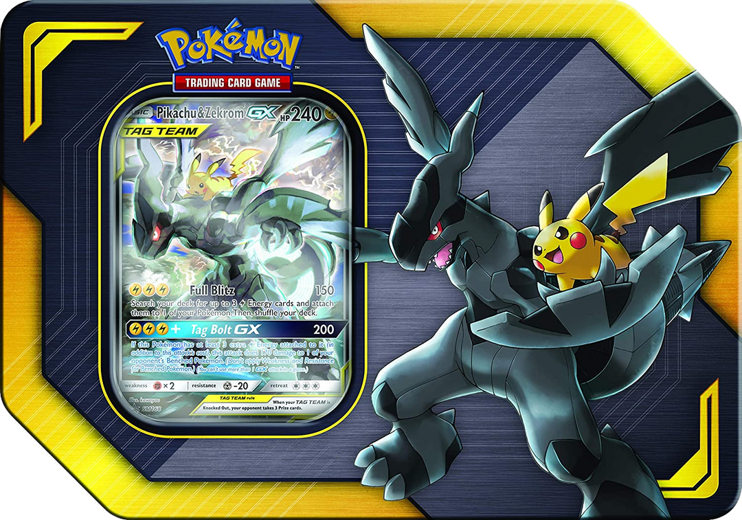 Pokémon Sun &amp; Moon Pikachu &amp; Zekrom GX Tag Team Tin