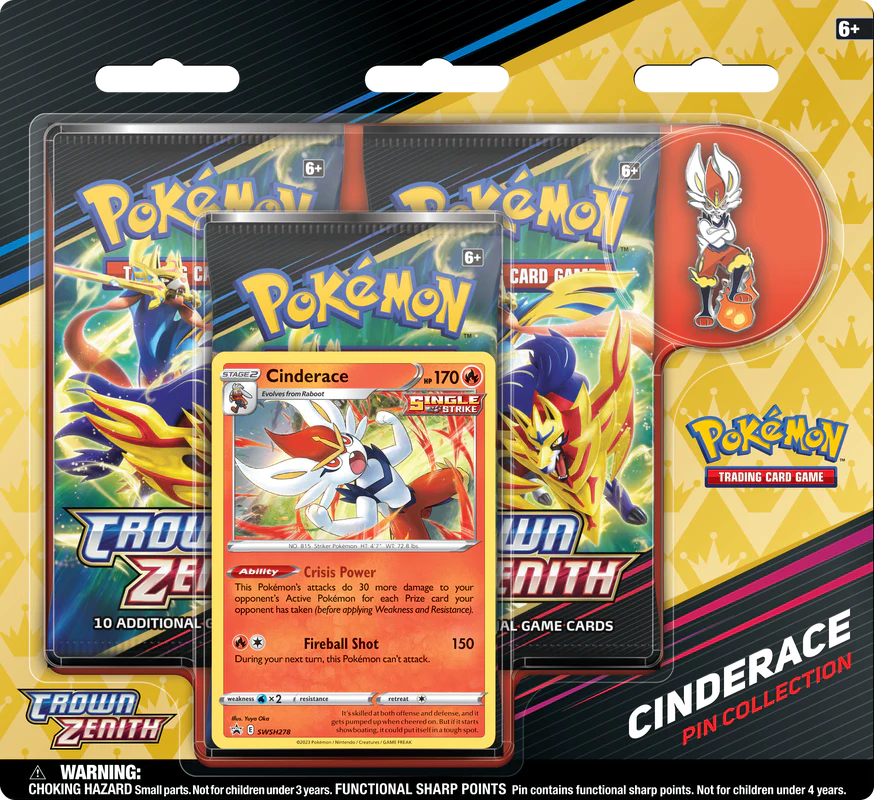 Pokémon Sword & Shield Crown Zenith 3-Pack Blister (Cinderace) | SWSH12.5
