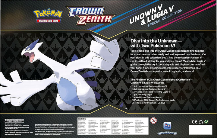 Pokémon Sword &amp; Shield Crown Zenith Unown V &amp; Lugia V Special Collection Box | SWSH12.5 - back