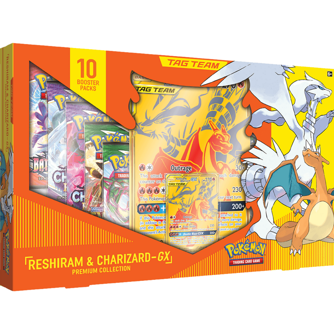 Pokémon Sword &amp; Shield Reshiram &amp; Charizard GX Premium Collection Box