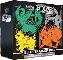 Load image into Gallery viewer, Pokemon TCG: Sword &amp; Shield Evolving Skies Elite Trainer Box Leafeon, Jolteon, Umbreon, and Flareon

