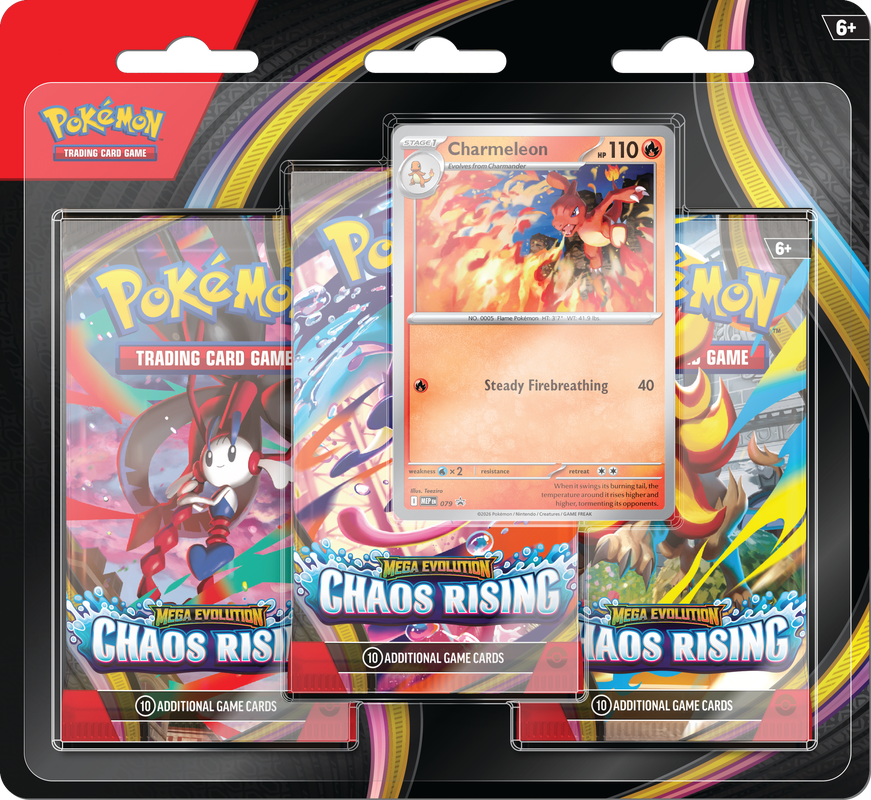 Pokémon Mega Evolution Chaos Rising 3-Pack Blister (Charmeleon) | ME04 (PRE-ORDER)
