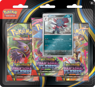 Pokemon TCG: Mega Evolution Phantasmal Flames 3-Pack Blister Weavile