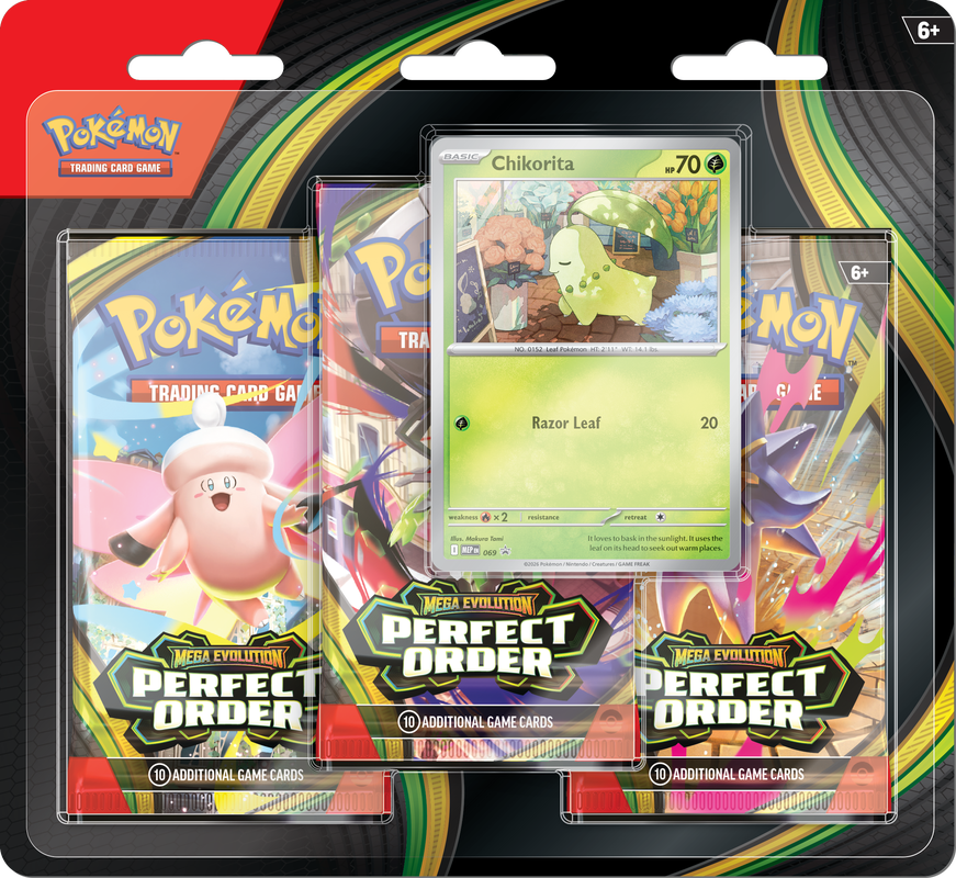 Pokémon Mega Evolution Perfect Order 3-Pack Blister (Chikorita) | ME03