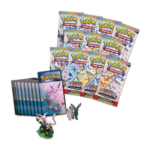 Load image into Gallery viewer, Pokemon TCG: Scarlet  Violet SV10.5 Prismatic Evolutions Premium Figure Collection Box Contents

