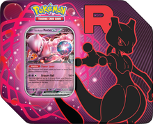 Load image into Gallery viewer, Pokemon TCG: Scarlet &amp; Violet Team Rocket&#39;s Tin Mewtwo Ex
