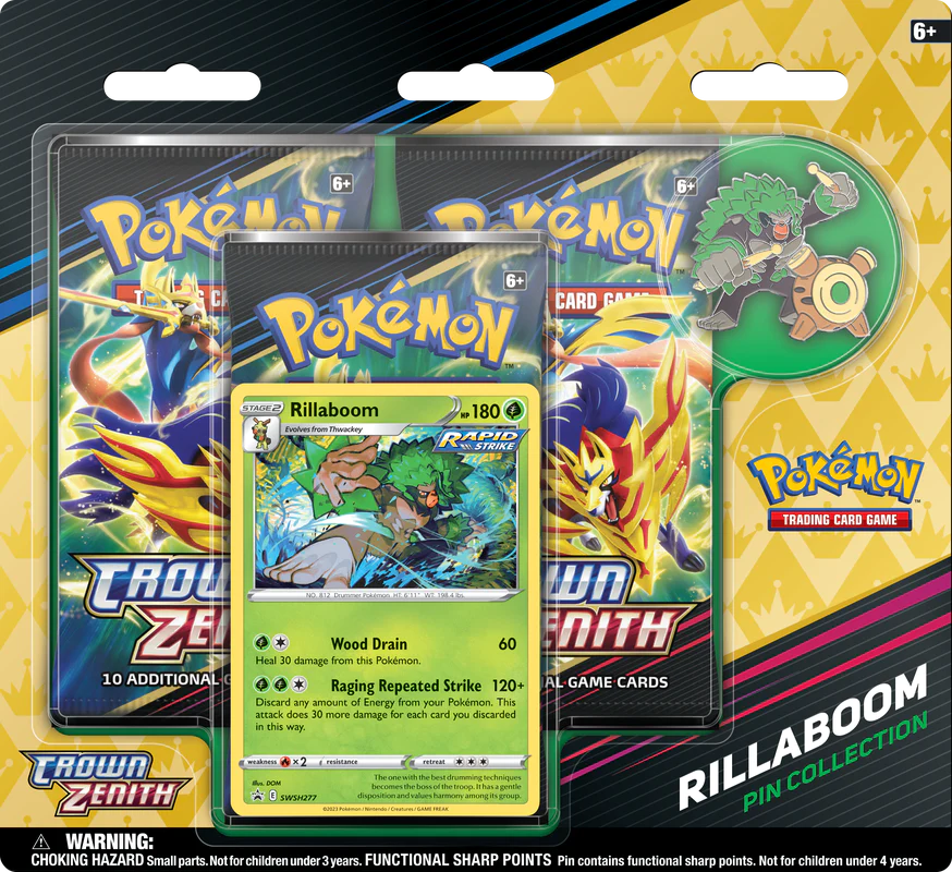 Pokémon Sword &amp; Shield Crown Zenith 3-Pack Blister (Rillaboom) | SWSH12.5